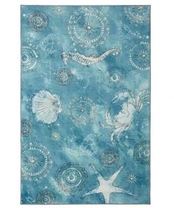 Coastal Splash Aqua 5 ft. x 8 ft. Area Rug by Mohawk Home