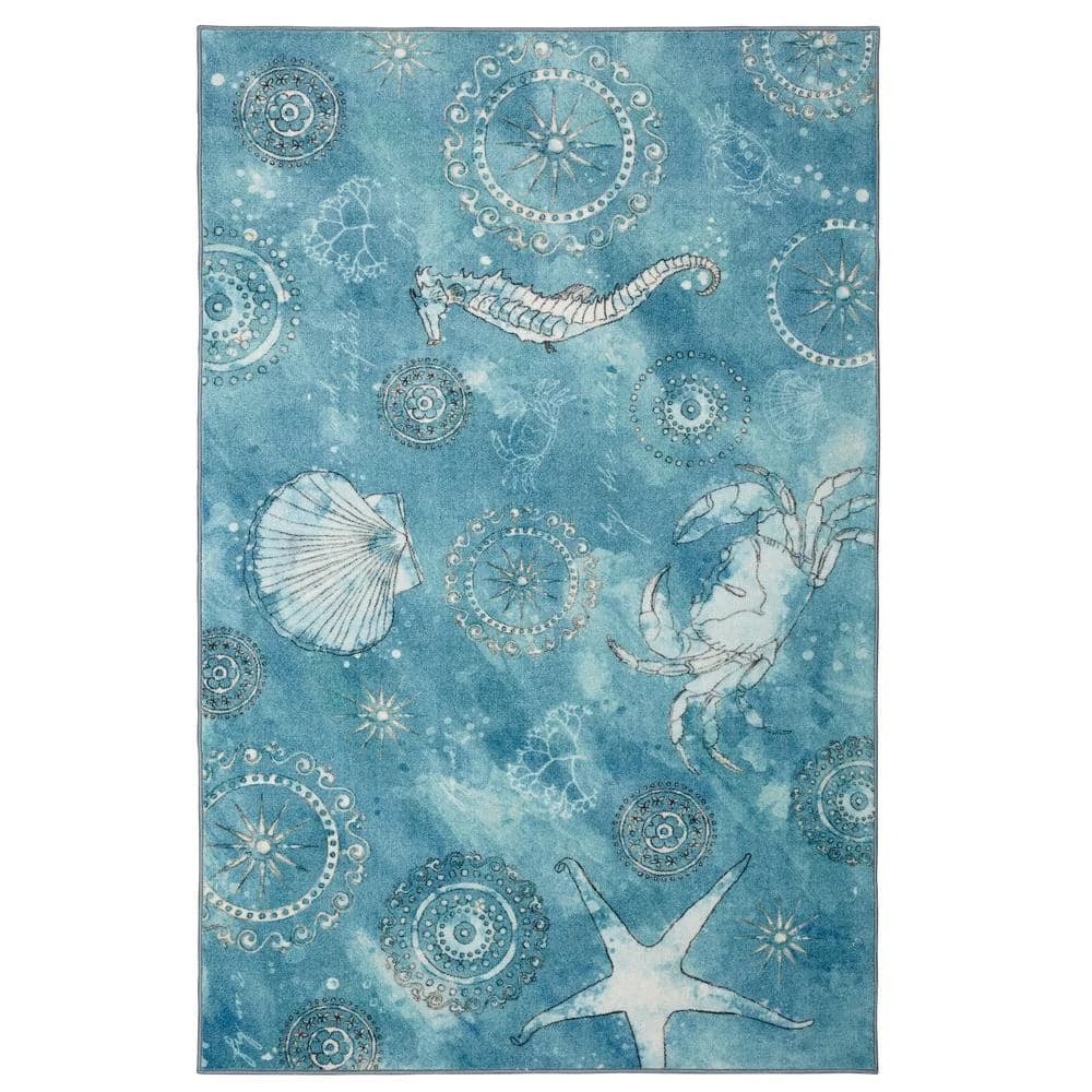 Coastal Splash Aqua 5 ft. x 8 ft. Area Rug by Mohawk Home 3 Coastal Splash Aqua 5 ft. x 8 ft. Area Rug by Mohawk Home