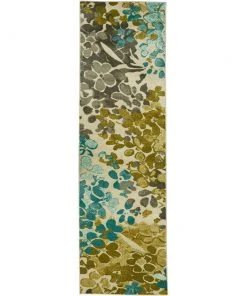 Radiance Aqua 2 ft. x 8 ft. Machine Washable Floral Runner Rug by Mohawk Home