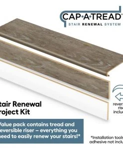 Arnica Lake Oak 1-11/16 in. T x 12-1/8 in. W x 47 in. L for Stairs 1 in. T Stair Tread and Reversible Riser Kit by Cap A Tread -Mohawk Home Sales arnica lake oak cap a tread vinyl stair treads 01c077157 c3 1000