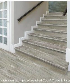 Athabasca Glacier/Pelican Gray 1-11/16 in. T x 12-1/8 in. W x 47 in. L Stair Tread and Reversible Riser Kit by Cap A Tread -Mohawk Home Sales athabasca glacier pelican gray cap a tread vinyl stair treads 01c077717 31 1000