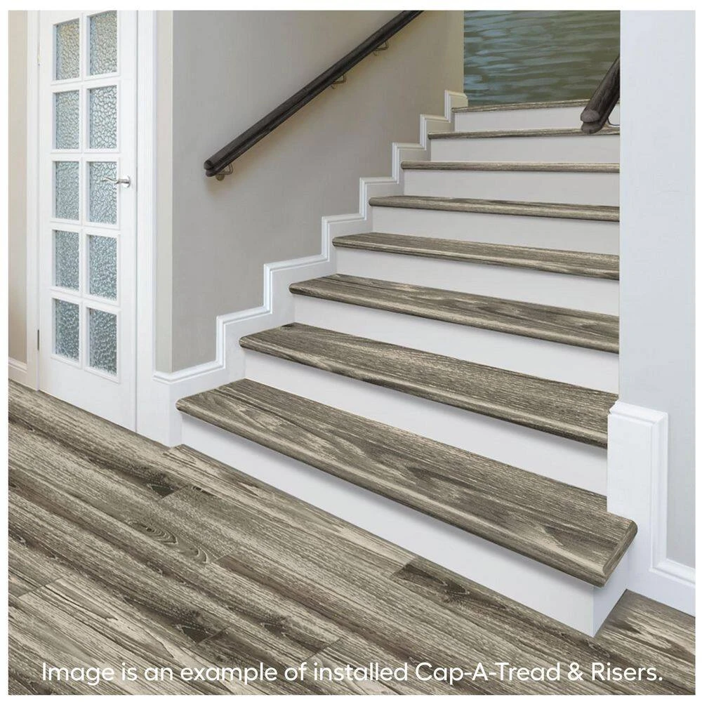 Banff Gray Hickory Stair Tread and Reversible Riser Kit 47 in. L x 12-1/8 in. W x 1-11/16 in. T for Stairs 1 in. T by Cap A Tread 5 Banff Gray Hickory Stair Tread and Reversible Riser Kit 47 in. L x 12-1/8 in. W x 1-11/16 in. T for Stairs 1 in. T by Cap A Tread - Image 3