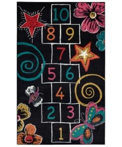 Hopscotch Black 7 ft. 6 in. x 10 ft. Whimsical Area Rug by Mohawk Home