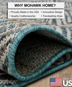 Tahoe Quilt Blue 8 ft. x 10 ft. Geometric Indoor/Outdoor Area Rug by Mohawk Home 22 Tahoe Quilt Blue 8 ft. x 10 ft. Geometric Indoor/Outdoor Area Rug by Mohawk Home -Mohawk Home Sales blue mohawk home outdoor rugs 791278 77 1000