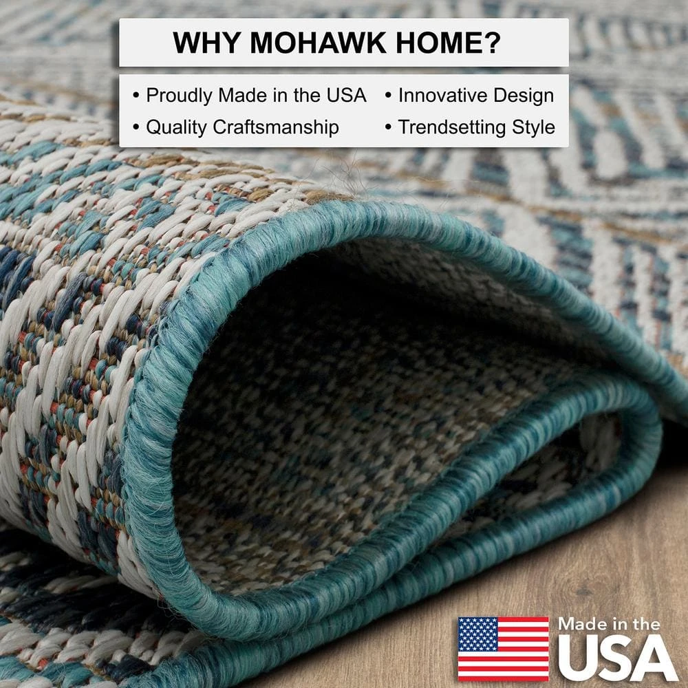 Tahoe Quilt Blue 8 ft. x 10 ft. Geometric Indoor/Outdoor Area Rug by Mohawk Home 9 Tahoe Quilt Blue 8 ft. x 10 ft. Geometric Indoor/Outdoor Area Rug by Mohawk Home - Image 7