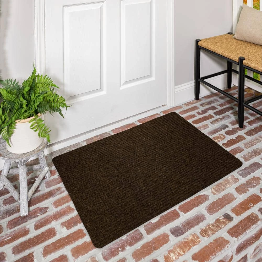 Striped Utility Mat Brown Indoor/Outdoor 18 in. x 30 in. Utility Door Mat by Mohawk Home 4 Striped Utility Mat Brown Indoor/Outdoor 18 in. x 30 in. Utility Door Mat by Mohawk Home - Image 2