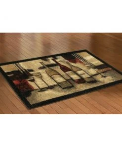 Wine and Glasses Brown 2 ft. 6 in. x 3 ft. 10 in. Machine Washable Kitchen Rug by Mohawk Home -Mohawk Home Sales brown mohawk home kitchen mats 322878 a0 1000