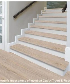 Cradle Rock/Graceland Oak Stair Tread & Reversible Riser Kit 47 in. L x 12-1/8 in. W x 1-11/16 in. T to Cover Stairs 1" by Cap A Tread -Mohawk Home Sales cradle rock oak graceland oak cap a tread laminate stair treads 01c071953 4f 1000