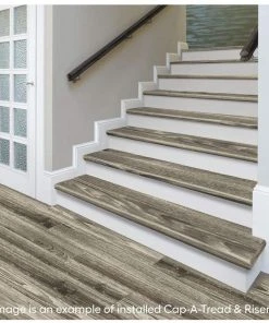 Dowden Gray Oak Stair Tread & Reversible Riser Kit 47 in. L x 12-1/8 in. W x 1-11/16 in. T to Cover Stairs 1 in. by Cap A Tread -Mohawk Home Sales dowden gray oak cap a tread laminate stair treads 01c07944 4f 1000