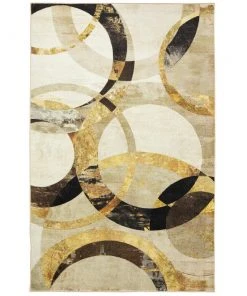 Mirrored Rings Gold 8 ft. x 10 ft. Geometric Area Rug by Mohawk Home