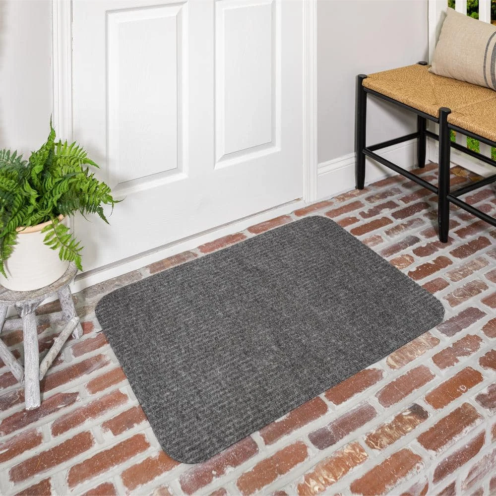 Striped Utility Mat Grey Indoor/Outdoor 24 in. x 60 in. Utility Door Mat by Mohawk Home 4 Striped Utility Mat Grey Indoor/Outdoor 24 in. x 60 in. Utility Door Mat by Mohawk Home - Image 2