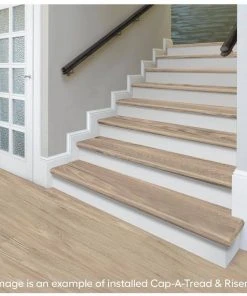Hunt River Hickory Brown Stair Tread & Reversible Riser Kit 47" L x 12-1/8" W x 2-3/16" T for Stairs 1-1/8" to 1-3/4" T by Cap A Tread -Mohawk Home Sales hunt river hickory brown cap a tread vinyl stair treads 01ca77630 4f 1000