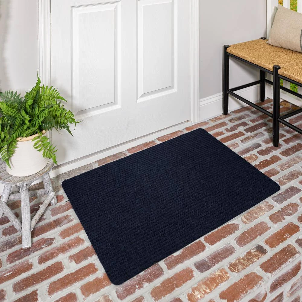 Striped Utility Mat Indigo Indoor/Outdoor 24 in. x 36 in. Utility Door Mat by Mohawk Home 4 Striped Utility Mat Indigo Indoor/Outdoor 24 in. x 36 in. Utility Door Mat by Mohawk Home - Image 2
