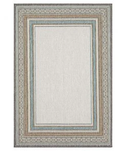 Seaside Border Light Grey 8 ft. x 10 ft. Geometric Indoor/Outdoor Area Rug by Mohawk Home
