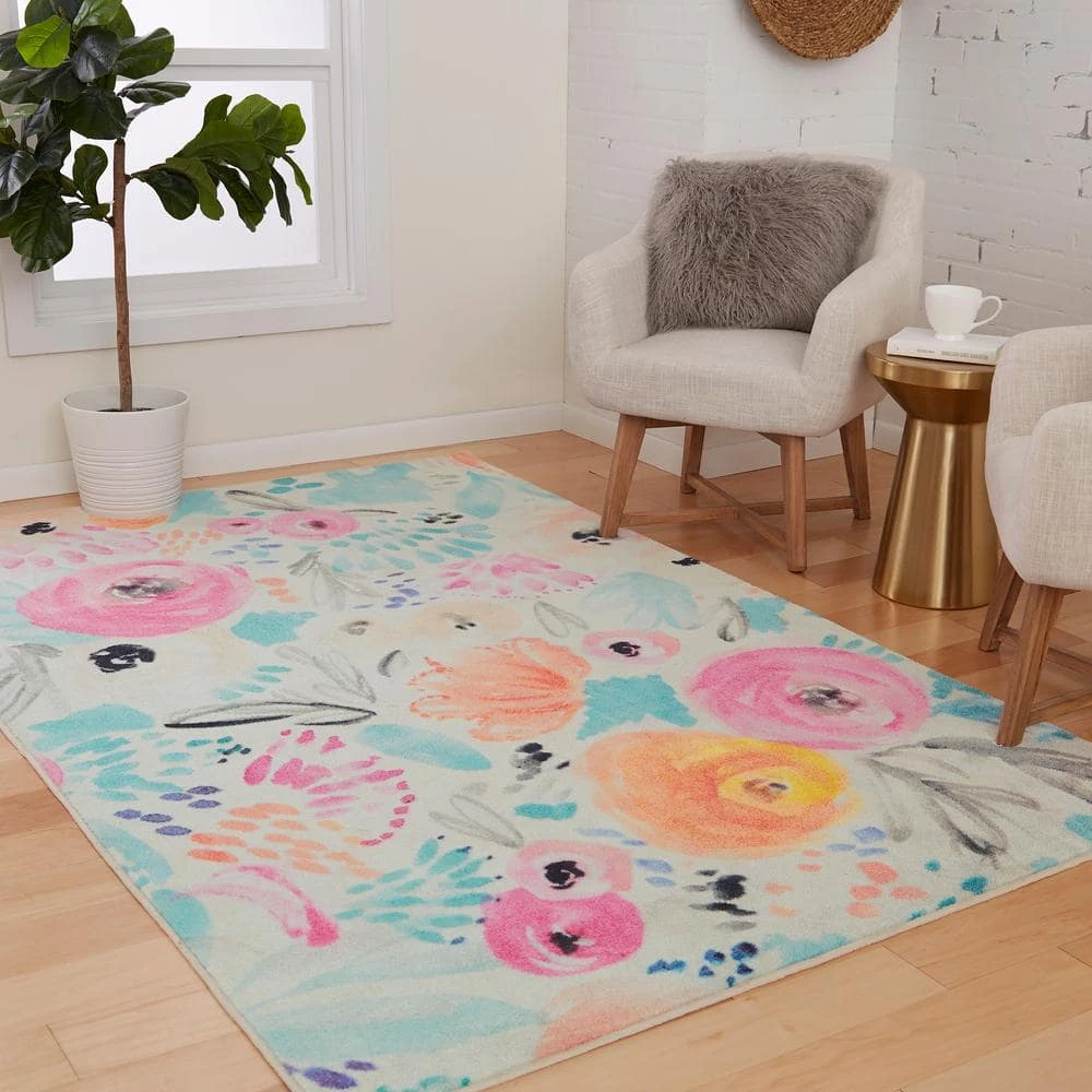 Watercolor Floral Multi 8 ft. x 10 ft. Floral Area Rug by Mohawk Home 4 Watercolor Floral Multi 8 ft. x 10 ft. Floral Area Rug by Mohawk Home - Image 2