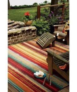 Avenue Stripe Multi 5 ft. x 8 ft. Indoor/Outdoor Area Rug by Mohawk Home -Mohawk Home Sales multi mohawk home area rugs 379919 40 1000