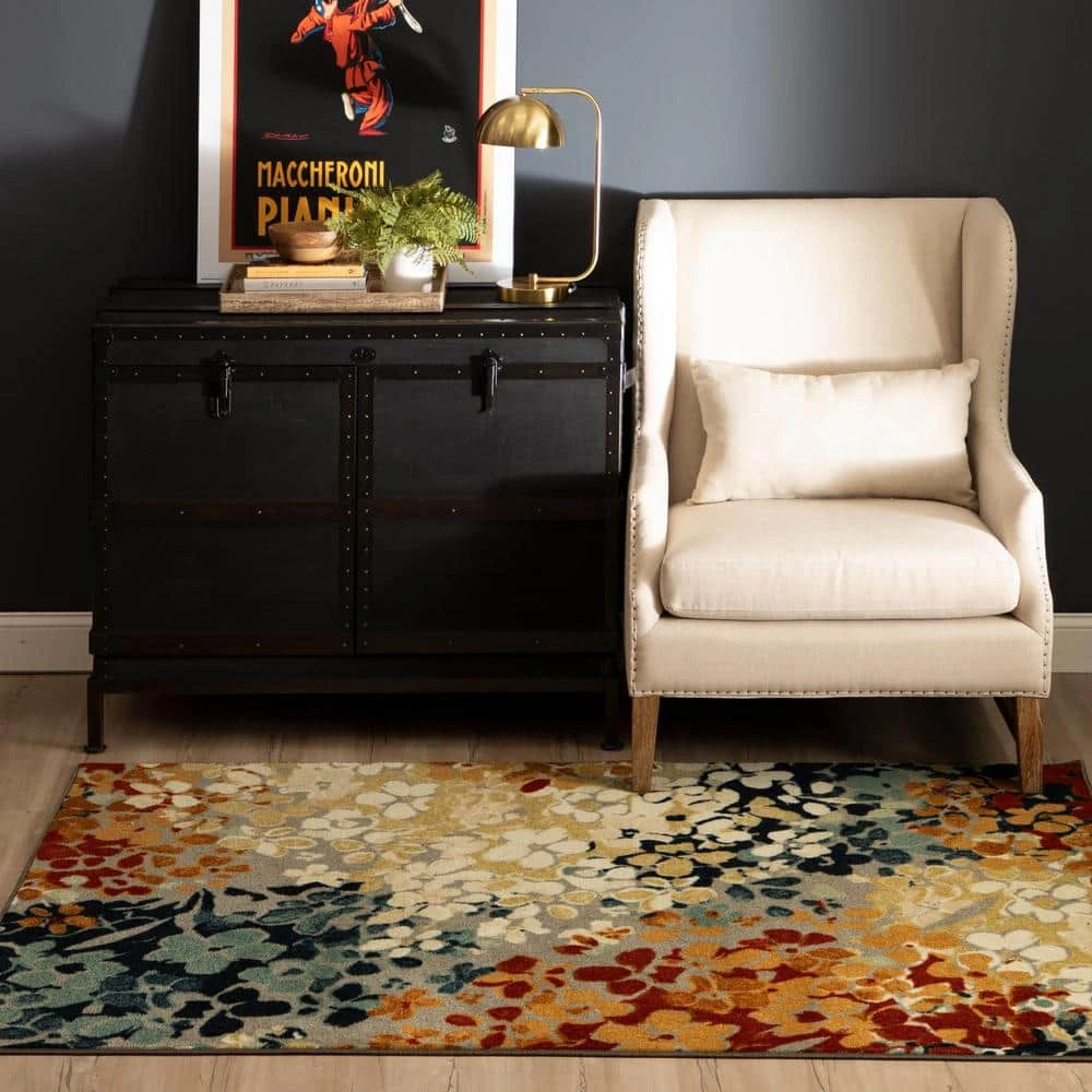 Radiance Multi 4 ft. x 5 ft. Machine Washable Floral Area Rug by Mohawk Home 4 Radiance Multi 4 ft. x 5 ft. Machine Washable Floral Area Rug by Mohawk Home - Image 2