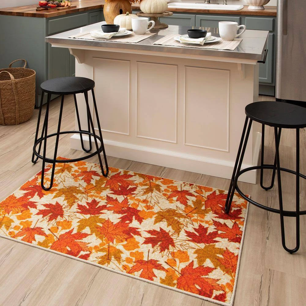 Fall Leaves Multi 2 ft. 6 in. x 4 ft. 2 in. Machine Washable Area Rug by Mohawk Home 4 Fall Leaves Multi 2 ft. 6 in. x 4 ft. 2 in. Machine Washable Area Rug by Mohawk Home - Image 2
