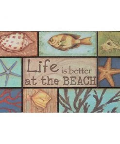 Patchwork Sand and Surf 18 in. x 30 in. Recycled Rubber Door Mat by Mohawk Home