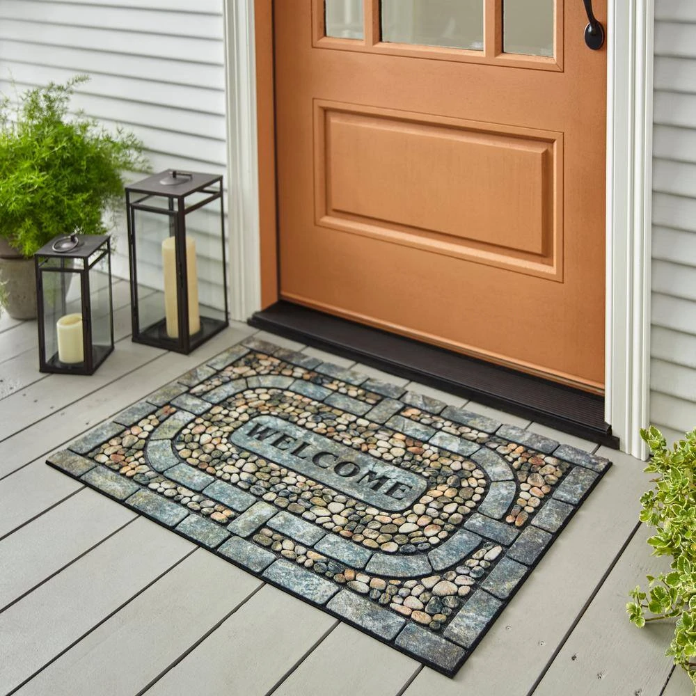 Welcome Garden Pebbles Gray 23 in. x 35 in. Doorscapes Estate Mat by Mohawk Home 4 Welcome Garden Pebbles Gray 23 in. x 35 in. Doorscapes Estate Mat by Mohawk Home - Image 2