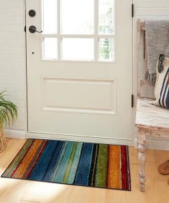 Rainbow Multi 7 ft. 6 in. x 10 ft. Striped Area Rug 3-Piece Set by Mohawk Home -Mohawk Home Sales multi mohawk home rug sets 335465 1f 1000