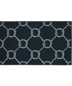 Coastal Rope Lattice Navy 1 ft. 8 in. x 2 ft. 10 in. Machine Washable Area Rug by Mohawk Home
