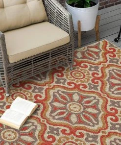 Sorrento Rust 10 ft. x 13 ft. Geometric Indoor/Outdoor Area Rug by Mohawk Home -Mohawk Home Sales rust mohawk home outdoor rugs 790837 31 1000