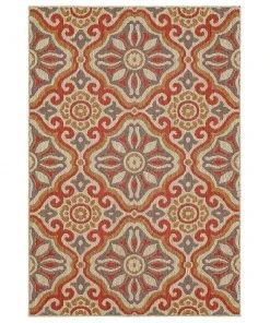 Sorrento Rust 10 ft. x 13 ft. Geometric Indoor/Outdoor Area Rug by Mohawk Home