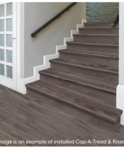 Seasoned Wood Stair Tread and Reversible Riser Kit 47 in. L x 12-1/8 in. W x 1-11/16 in. T to Cover Stairs 1 in. Thick by Cap A Tread -Mohawk Home Sales seasoned wood cap a tread vinyl stair treads 01c073779 31 1000