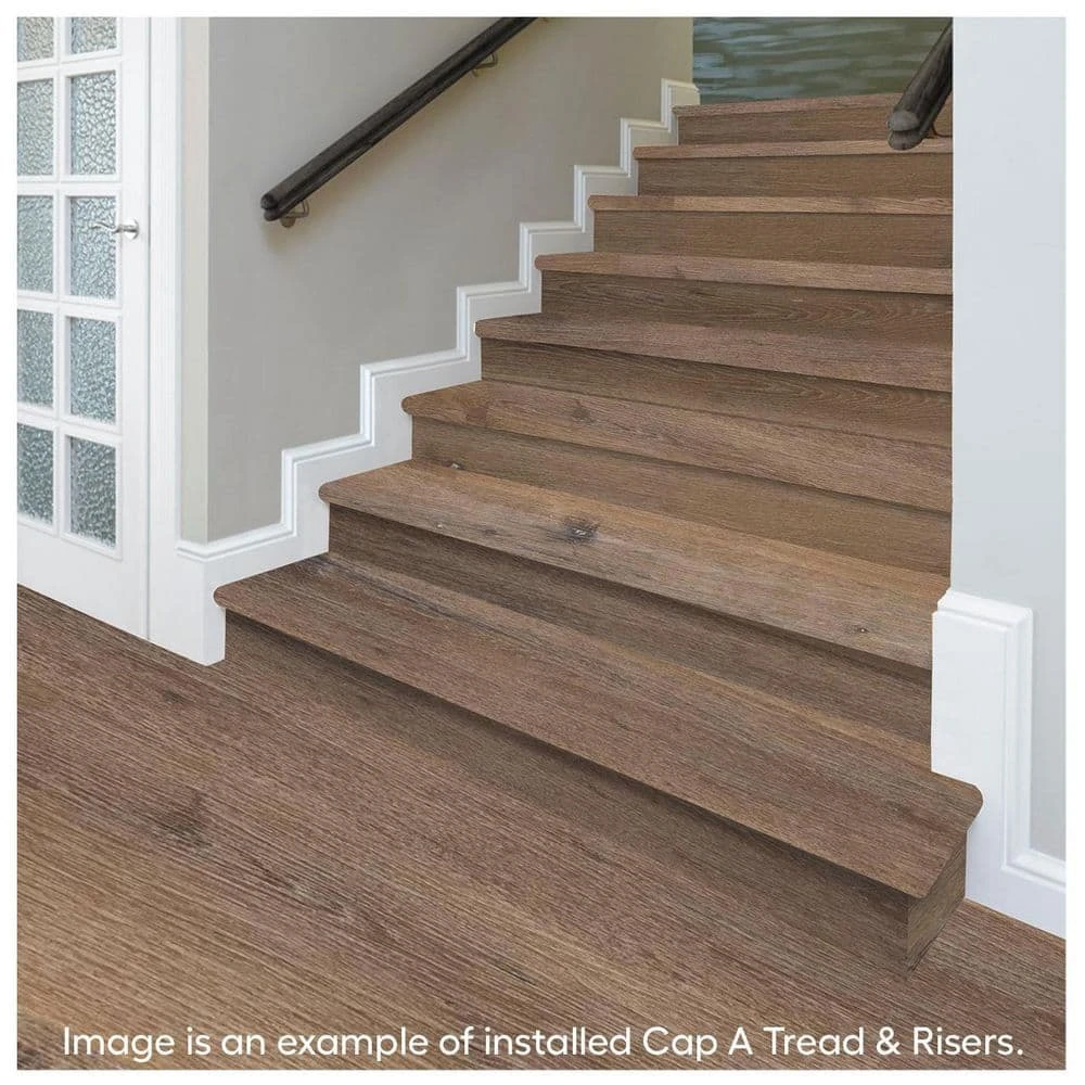 Seed Lake Hickory Vinyl Overlay Stair Tread and Reversible Riser Kit 47 in. L x 12-1/8 in. W x 1-11/16 in. T by Cap A Tread 6 Seed Lake Hickory Vinyl Overlay Stair Tread and Reversible Riser Kit 47 in. L x 12-1/8 in. W x 1-11/16 in. T by Cap A Tread - Image 4