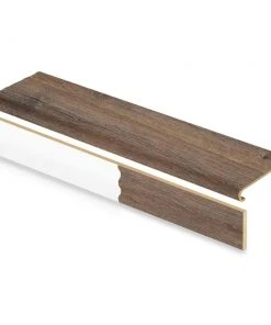 Seed Lake Hickory Vinyl Overlay Stair Tread and Reversible Riser Kit 47 in. L x 12-1/8 in. W x 1-11/16 in. T by Cap A Tread