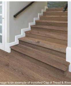 Seed Lake Hickory Vinyl Overlay Stair Tread and Reversible Riser Kit 47 in. L x 12-1/8 in. W x 2-3/16 in. T by Cap A Tread -Mohawk Home Sales seed lake hickory cap a tread vinyl stair treads 01ca72019 31 1000