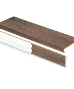 Seed Lake Hickory Vinyl Overlay Stair Tread and Reversible Riser Kit 47 in. L x 12-1/8 in. W x 2-3/16 in. T by Cap A Tread