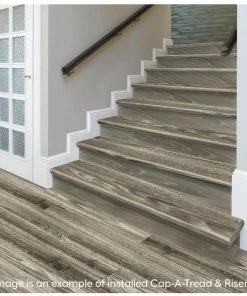 Sterling Oak Stair Tread and Reversible Riser Kit 47 in. L x 12-1/8 in. W x 1-11/16 in. T for Stairs 1 in. Thick by Cap A Tread -Mohawk Home Sales sterling oak cap a tread vinyl stair treads 01c073691 31 1000