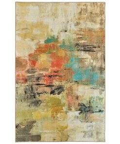 Painted Gaze Metropolitan Tan 8 ft. x 10 ft. Abstract Area Rug by Mohawk Home
