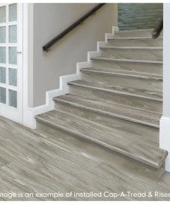Turin Gris Stair Tread and Reversible Riser Kit 47 in. L x 12-1/8 in. W x 2-3/16 in. T by Cap A Tread -Mohawk Home Sales turin gris cap a tread vinyl stair treads 01ca78001 31 1000