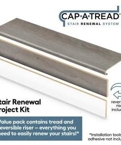 Turn Gris 1-11/16 in. T x 12-1/8 in. W x 47 in. L for Stairs 1 in. T Stair Tread and Reversible Riser Kit by Cap A Tread -Mohawk Home Sales turn gris cap a tread vinyl stair treads 01c078001 c3 1000